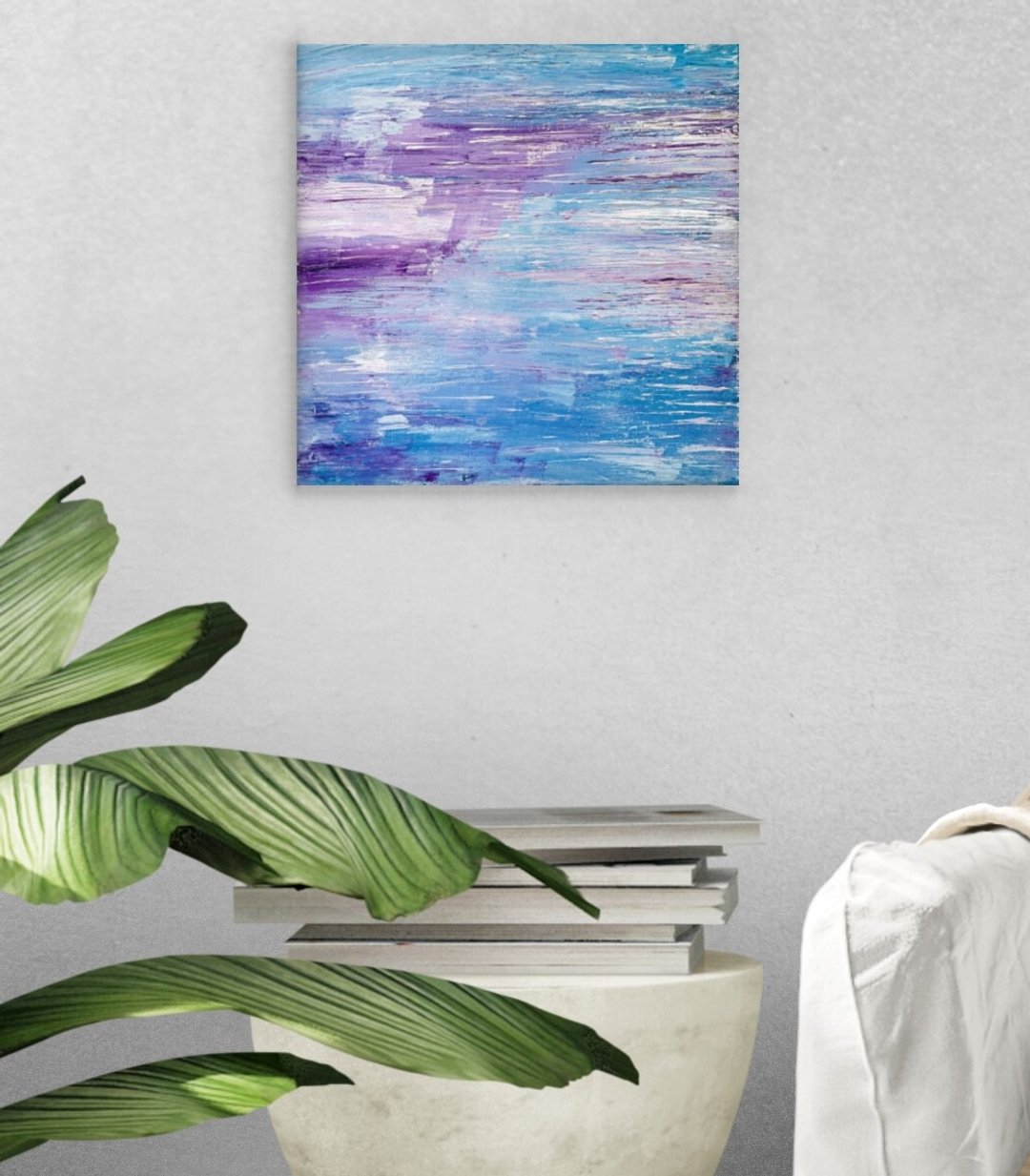 Blue sky abstraction wall decor Abstract sea ocean painting Minimalist wall art - 墙贴/壁贴 - 压克力 蓝色