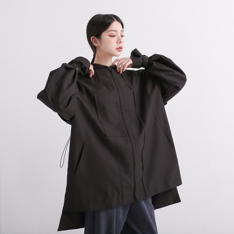 【环保永续】【男女共穿】Fushu_复数中性风衣外套_黑/防泼水 - 女装休闲/机能外套 - 聚酯纤维 黑色