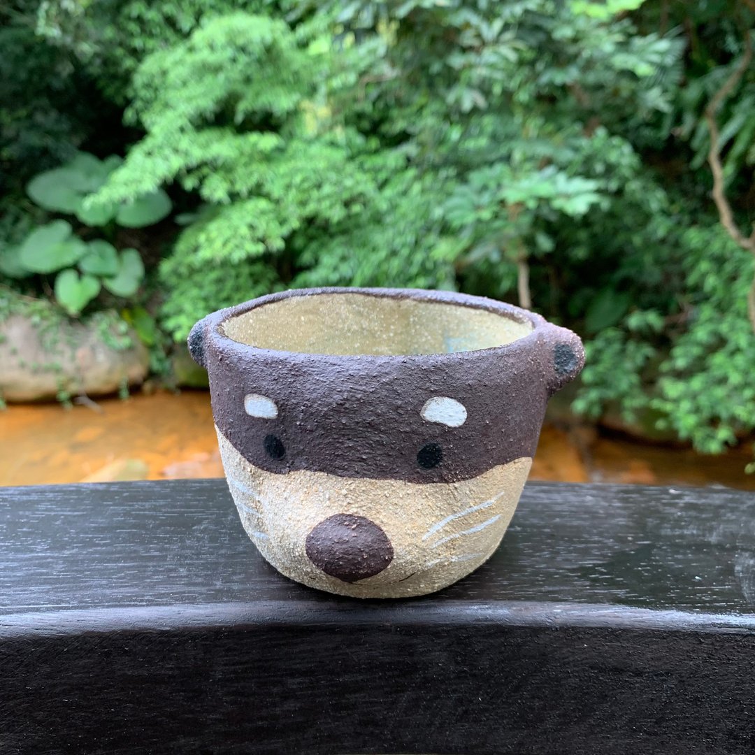 A Lu 水獭陶盆栽器/杯器/礼物/手做手绘/美国进口高砂陶 仅此一件 - 植栽/盆栽 - 陶 多色
