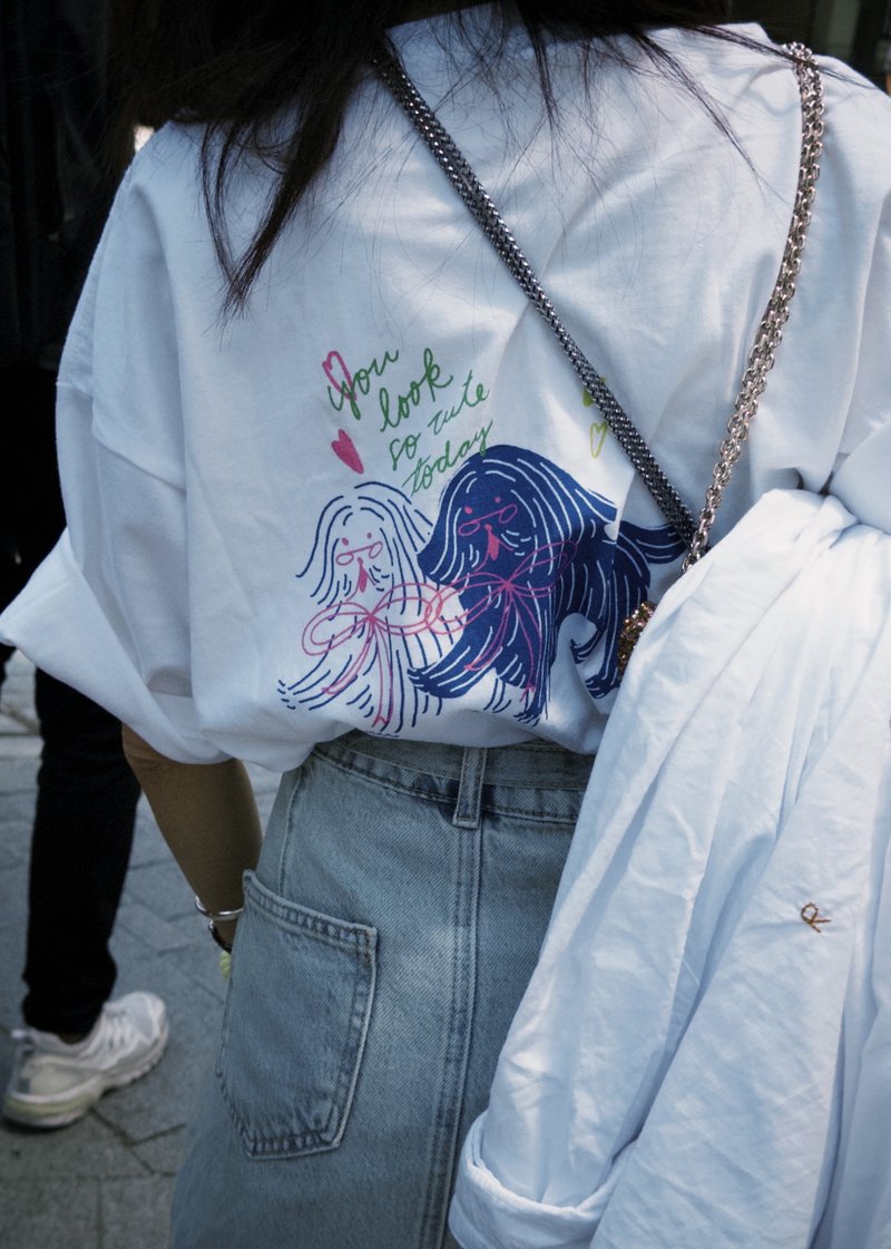 U look so cute today 白 - 中性连帽卫衣/T 恤 - 棉．麻 白色