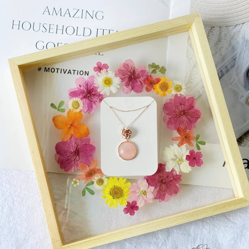 【圣诞礼盒】【毕业礼物】粉晶电玫瑰金吊坠S925银电玫瑰金项链 - 项链 - 水晶 粉红色