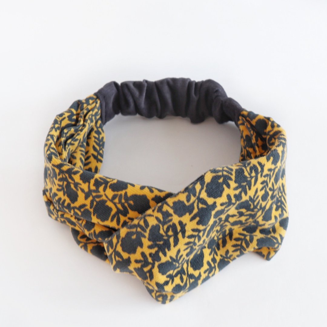 Liberty corduroy fabric / Dorn Dream hair band - 发带/发箍 - 棉 黄色