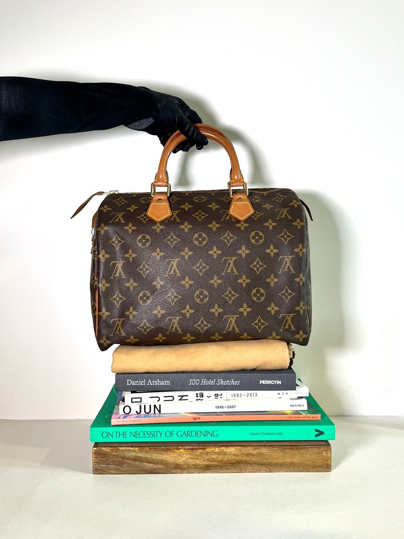 LV speedy 30 啡色老花金色锁头手袋大容量手提包 日出中古二手 - 手提包/手提袋 - 真皮 咖啡色