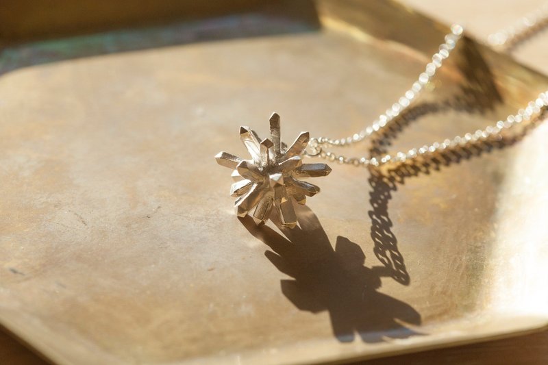 矿石结晶系列-纯银水晶柱项链 - 项链 - 纯银 银色