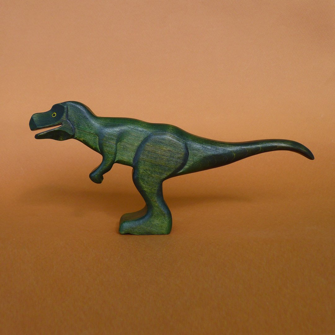 Wooden dinosaur toy - Wooden toys - Wooden tyrannosaurus - Wooden T-rex figurine - 玩具/玩偶 - 木头 绿色