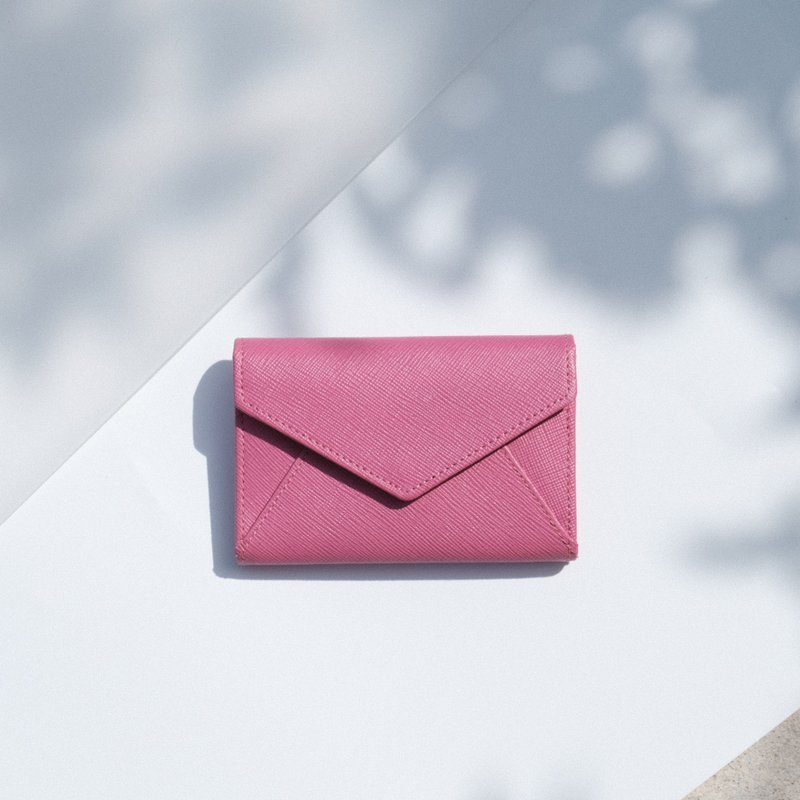 ENVELOPE COMPACT WALLET - FUCHSIA - 皮夹/钱包 - 真皮 粉红色