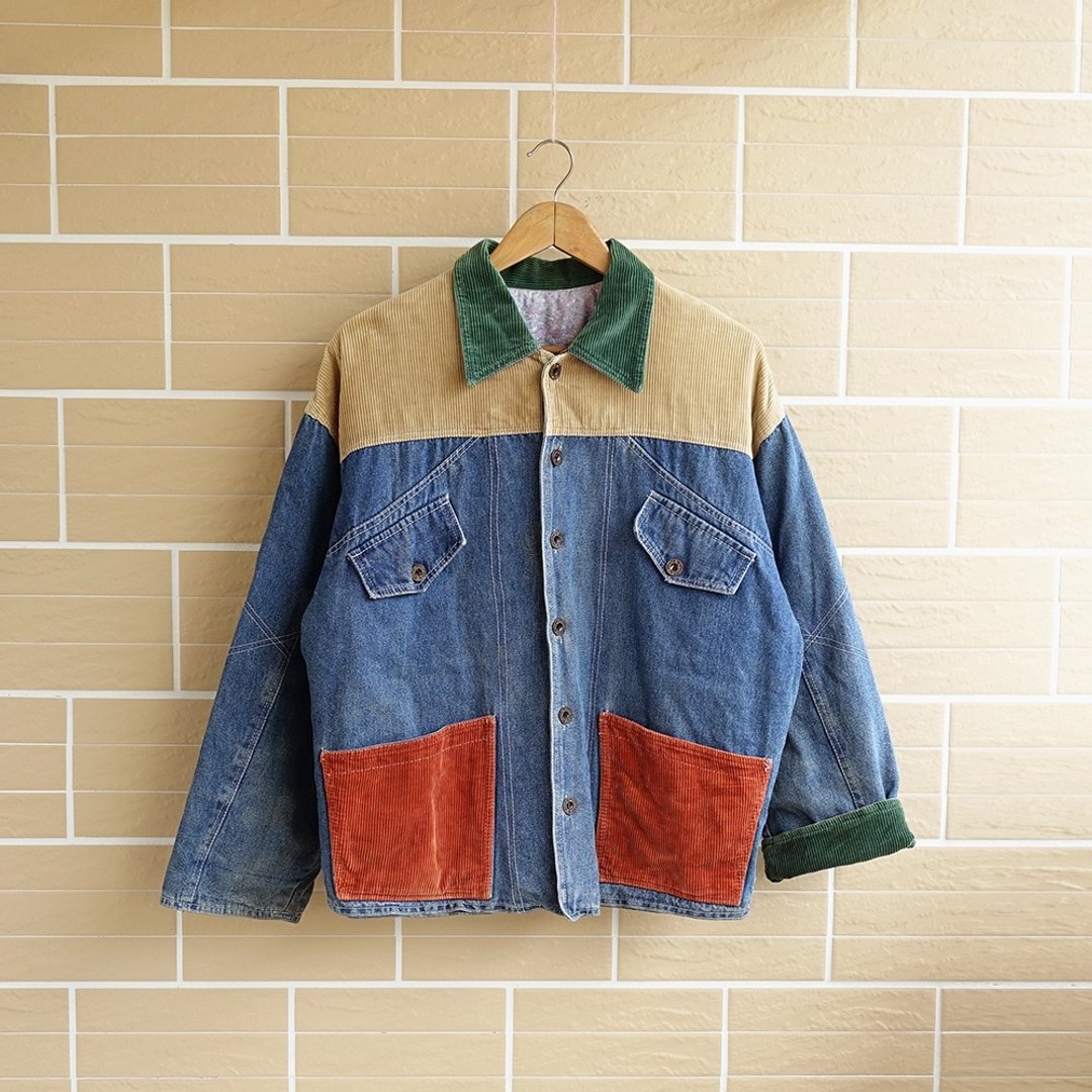 │Slowly│复古拼.接-古着牛仔外套│vintage.复古.文艺.街头.率性 - 男装外套 - 其他材质 多色