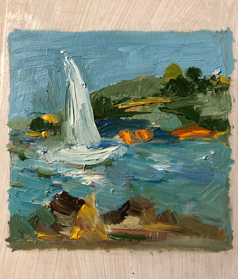 Etude with sails 海景原创小幅绘画墙面艺术家居装饰 - 墙贴/壁贴 - 木头 多色