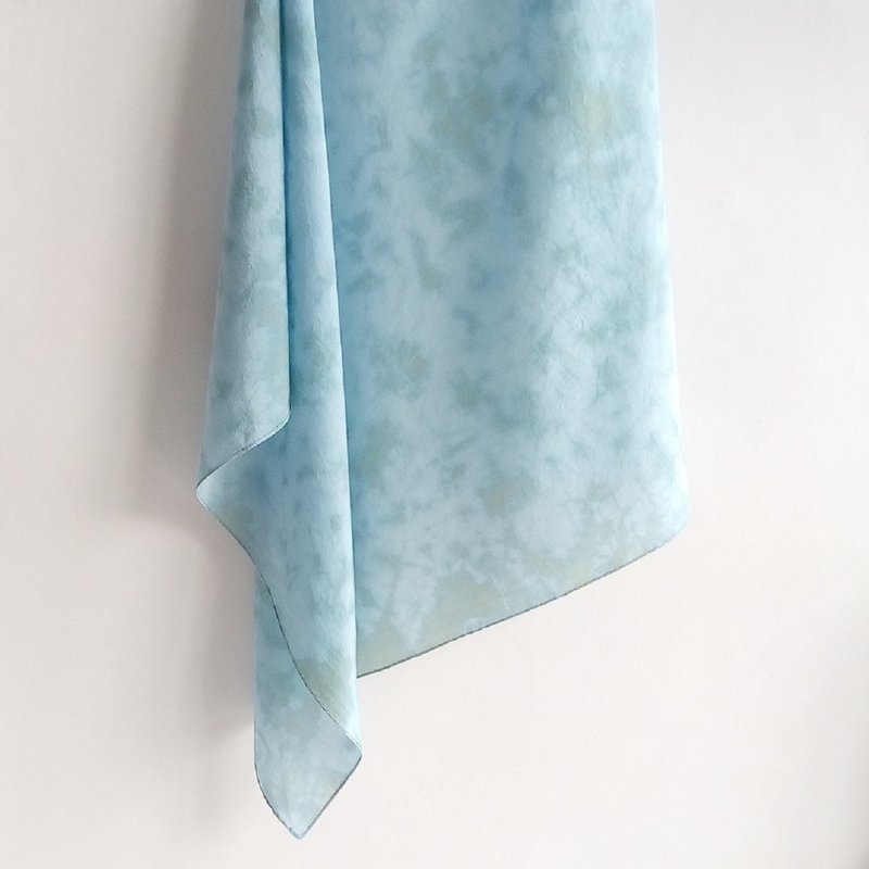 T.H.Ani 手工原创渲染丝巾-宽心 蓝染 植物染 头巾 丝巾 围巾 - 丝巾 - 丝．绢 蓝色