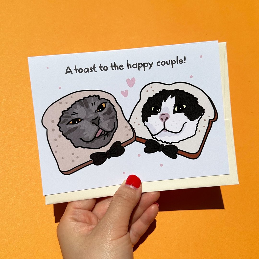 LGBT 猫咪主题祝福卡 献给幸福的一对新人 同性婚礼 猫咪伴侣卡 - 卡片/明信片 - 纸 