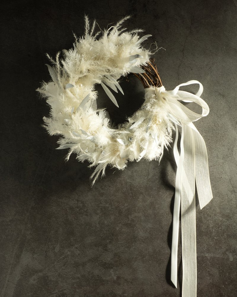 白羽圣诞系列 - 花圈 - 干燥花/捧花 - 植物．花 白色