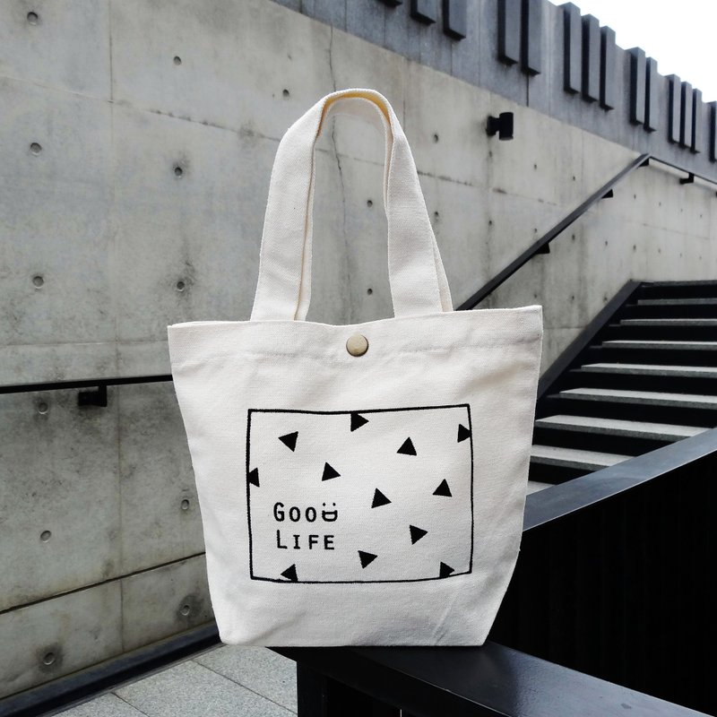 ≡ Little's ≡【经典黑白】轻巧手提包*三角/点点 二款图案 - 手提包/手提袋 - 其他材质 白色