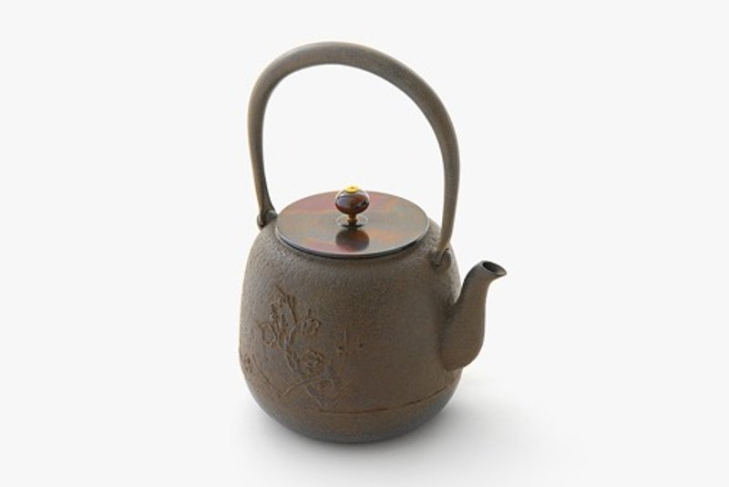 鉄瓶　なつめ梅　(銅蓋) - 茶具/茶杯 - 其他金属 