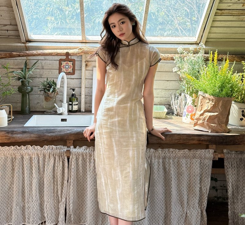 【薄荷糖】新中式复古中国风/天丝薄纱旗袍 - 旗袍 - 丝．绢 绿色