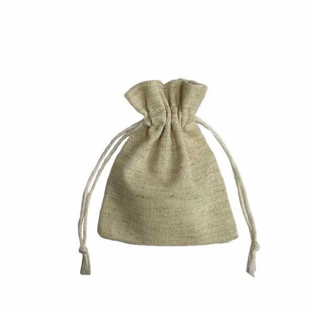 Linen Pouch M Hemp Drawstring M 5 piece set - 收纳用品 - 棉 卡其色