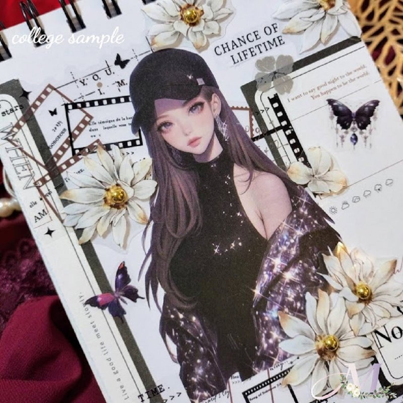 贴纸原创贴纸人物贴纸原创贴纸女孩贴纸装饰贴纸 - 贴纸 - 纸 蓝色