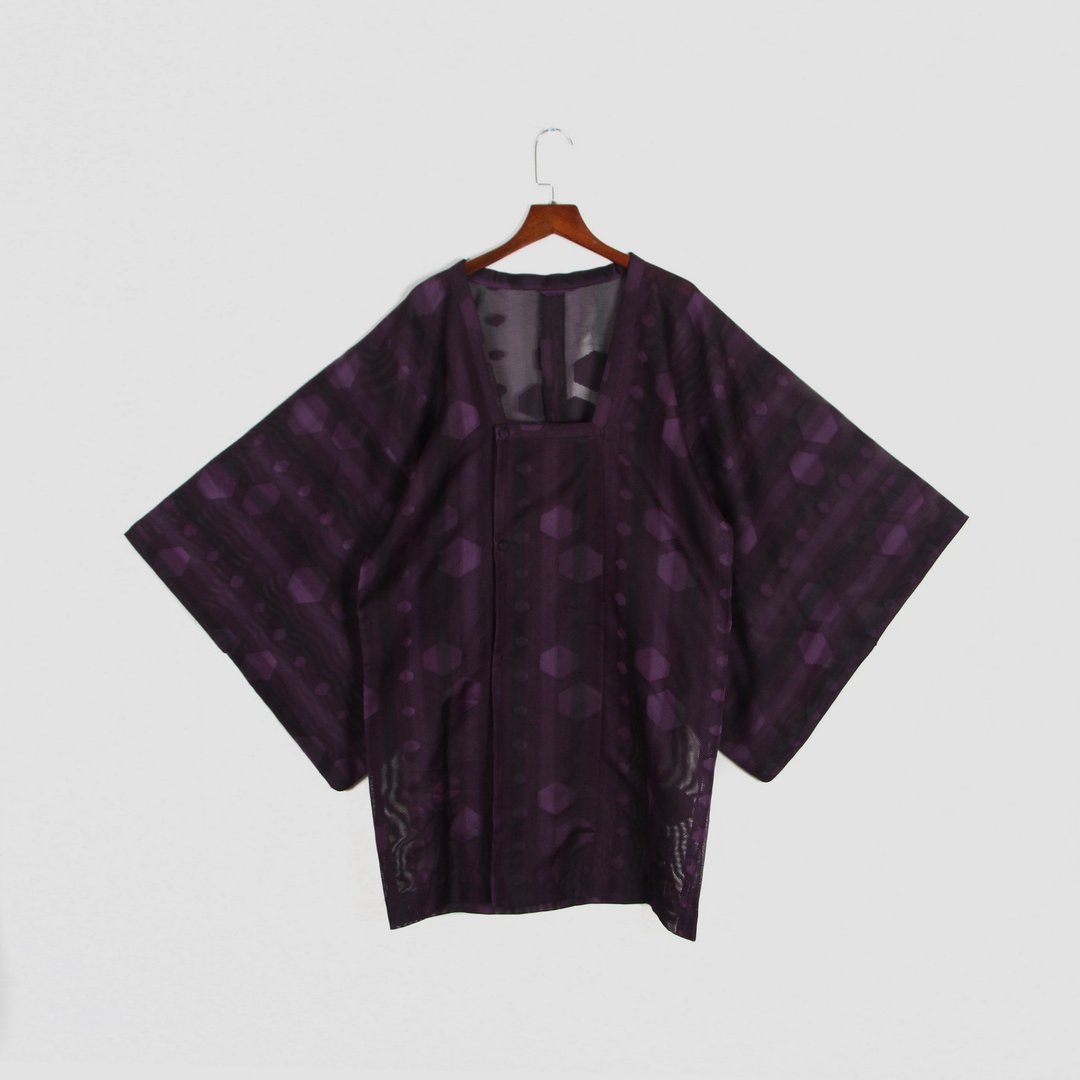 【蛋植物古着】紫光飞行纱质古着和服道行 - 女装休闲/机能外套 - 聚酯纤维 紫色