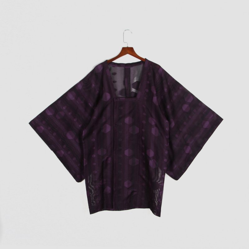 【蛋植物古着】紫光飞行纱质古着和服道行 - 女装休闲/机能外套 - 聚酯纤维 紫色