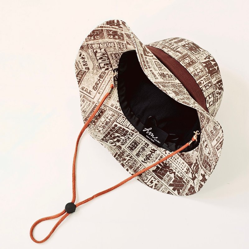 【HiGh MaLi】山系复古登山帽/旧咖报纸#礼物#复古#古着 - 帽子 - 棉．麻 咖啡色