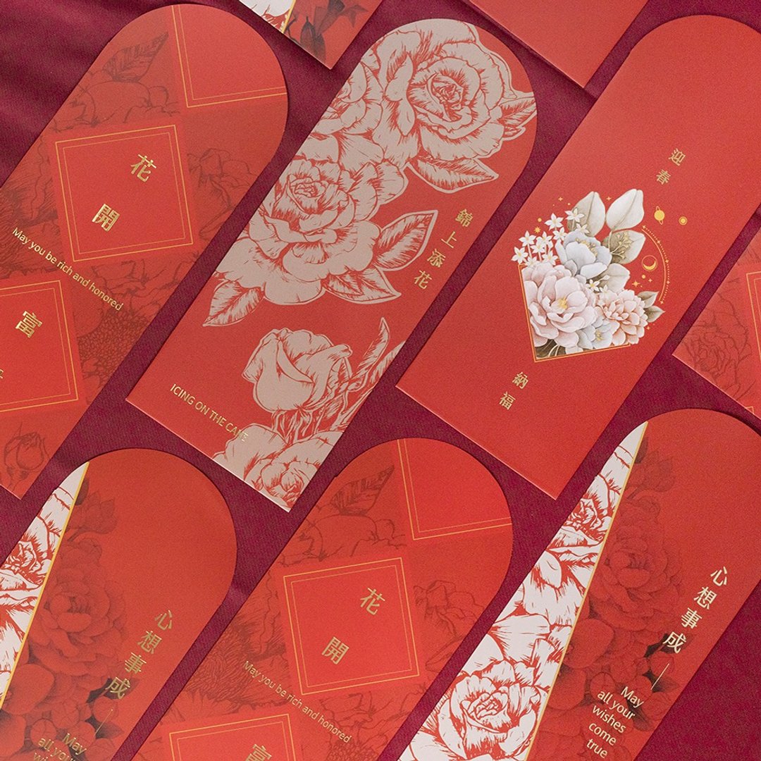 花团锦簇 - 烫金红包袋 - 红包/春联 - 纸 红色