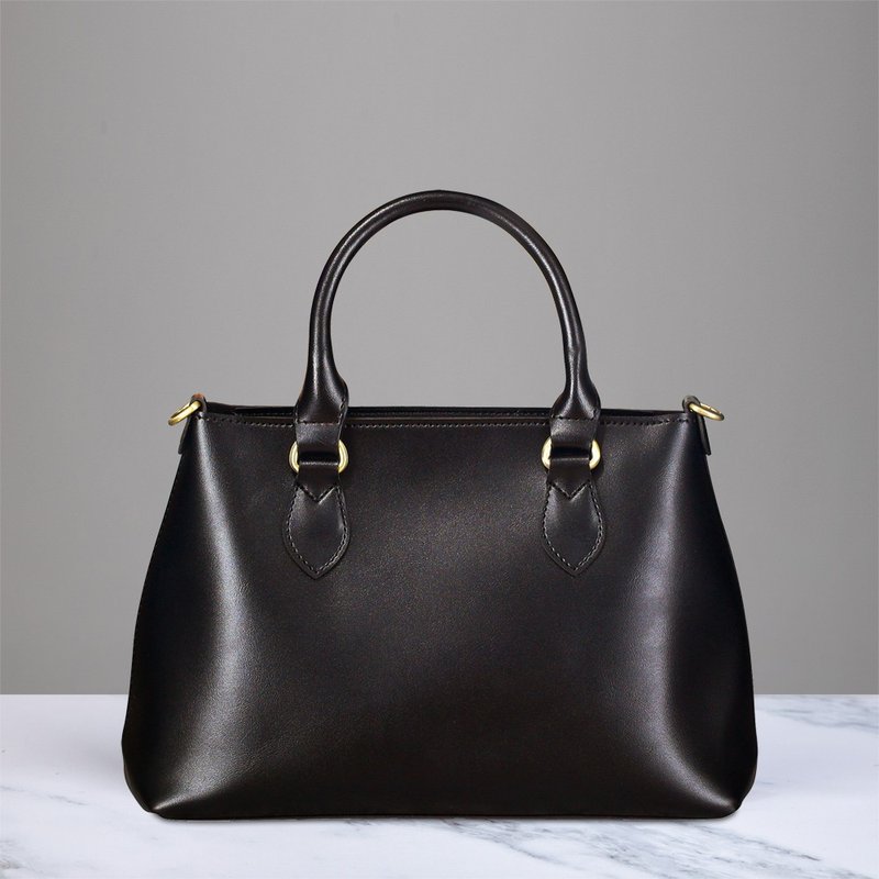 日光手提包-黑色 礼物 肩背 手提 复古 皮革 生日 - 手提包/手提袋 - 人造皮革 黑色