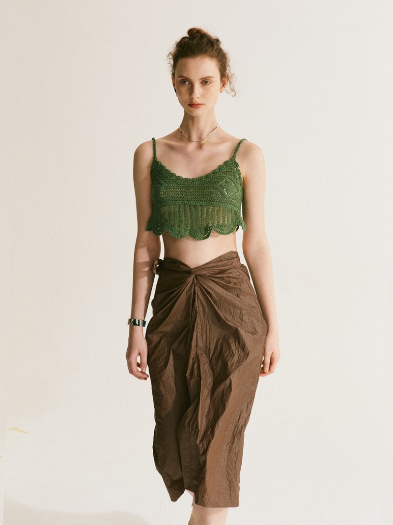 MANE atelier原創設計花朵圖案鉤針全棉打底吊帶背心女 - 女装背心 - 其他材质 