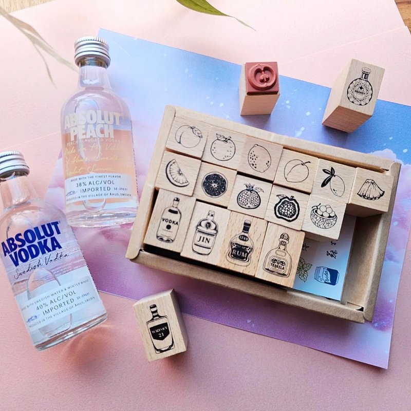 5月新品【水果基底】调酒时光盒装印章18入组 WINE-01 - 印章/印台 - 木头 