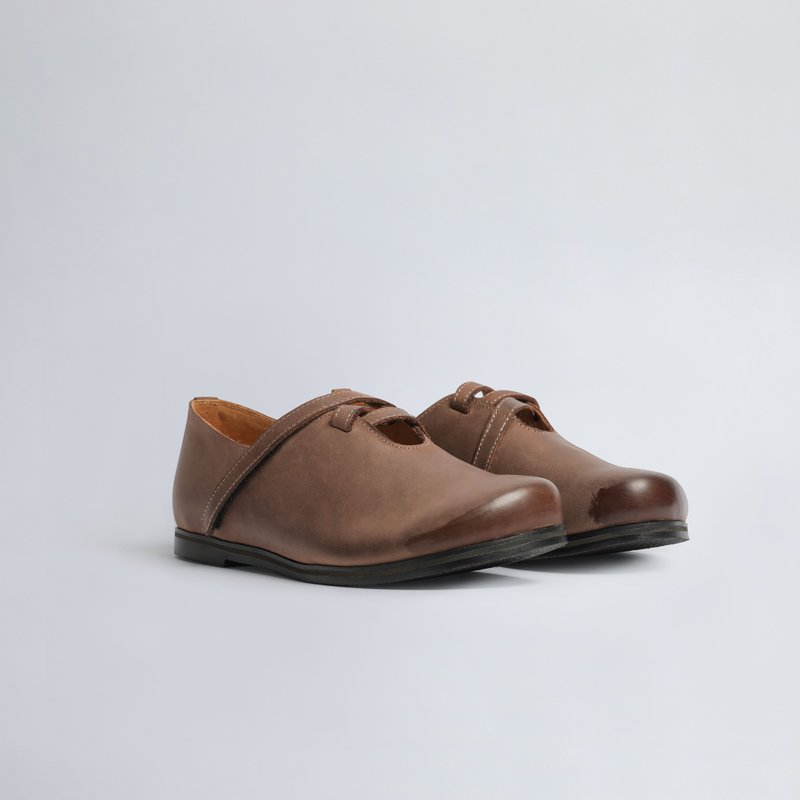 |  面包系列  | 交叉面包 _ 巧克力酱 - 女款休闲鞋 - 真皮 咖啡色