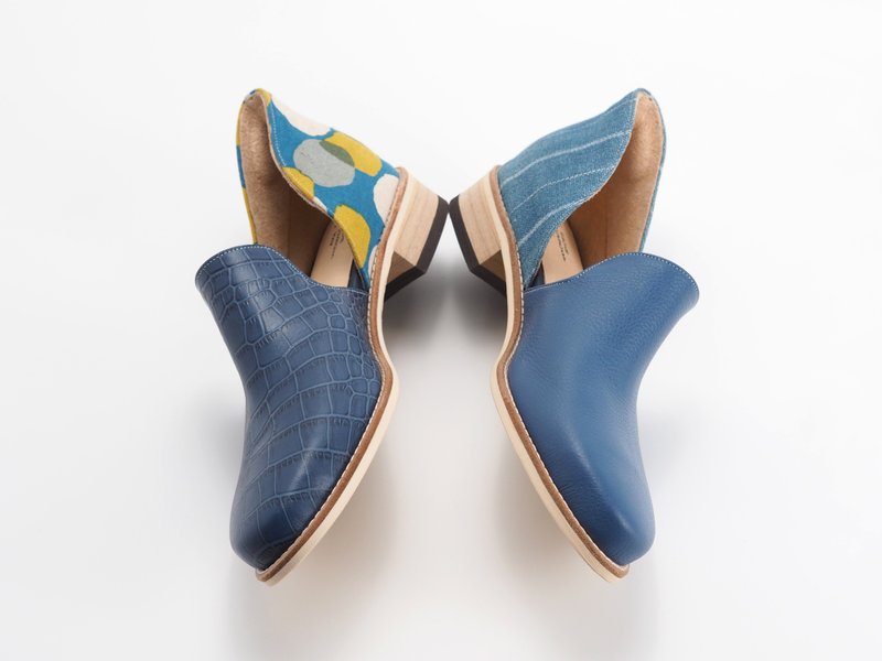 爱花乐福- Kelly - 女款牛津鞋/乐福鞋 - 其他材质 蓝色