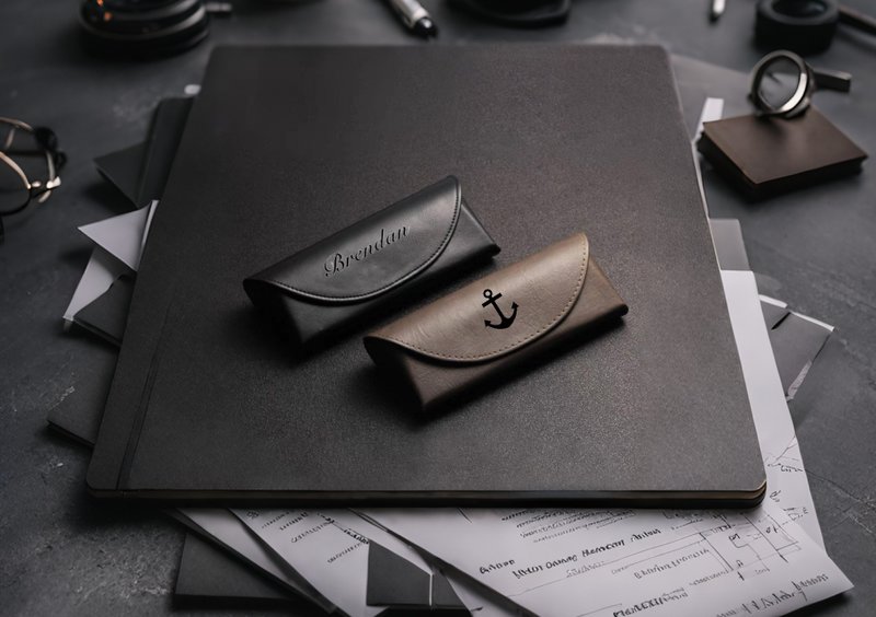 小羊皮便攜太陽眼鏡盒復古眼鏡收納盒免費刻字 - 眼镜/眼镜框 - 人造皮革 多色