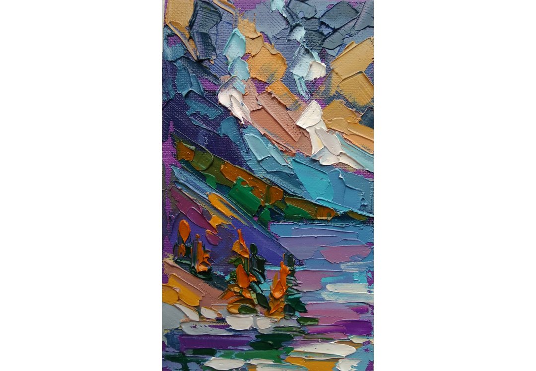 Moraine Lake Artwork Small Original Oil Painting Canadian Landscape - 海报/装饰画/版画 - 其他材质 多色