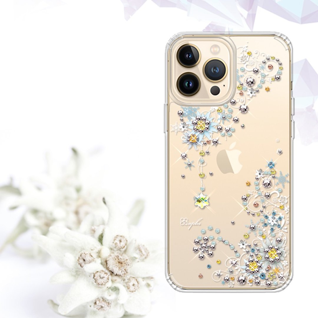 iPhone 13全系列 水晶彩钻防震双料手机壳-雪绒花 - 手机壳/手机套 - 其他材质 多色