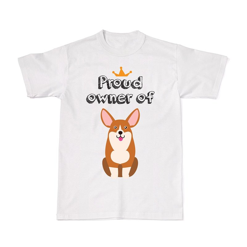 骄傲的狗狗主人 T 恤 - 柯基 - 女装 T 恤 - 棉．麻 白色