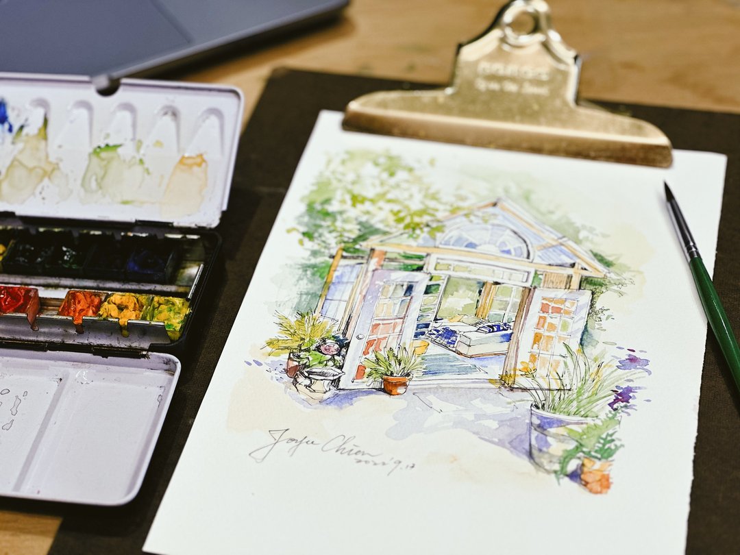 【一人成团】速写_阳光下的温室小屋_Joyce的纸上旅行 - 插画/绘画/写字 - 纸 