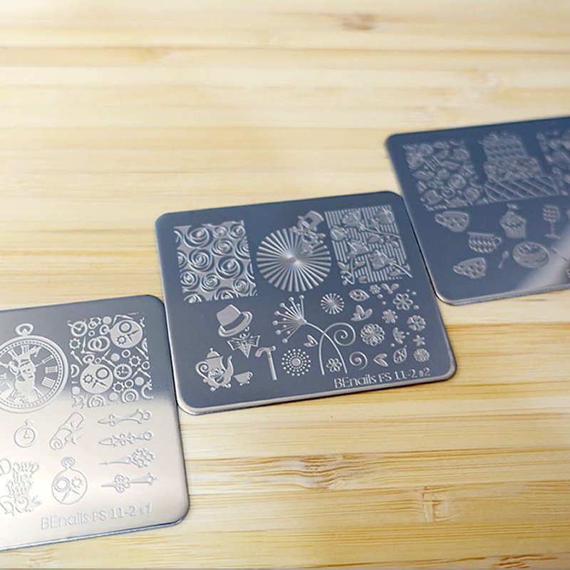 BEnails美甲转印钢板 爱丽丝-疯狂茶会(小方版)FS11-2美甲印花DIY - 指甲油/指甲贴 - 不锈钢 银色