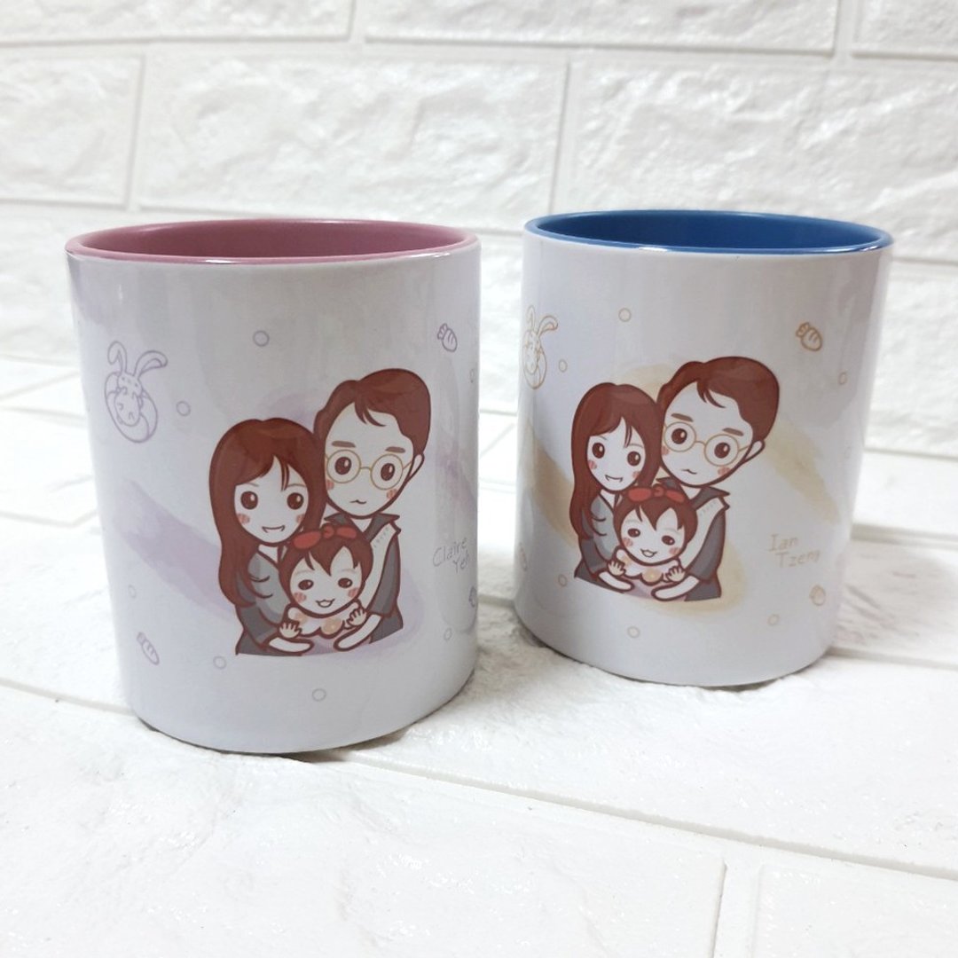 【两入优惠价】定制化人像・原创插画・撞色马克杯・一对・似颜绘 - 订制画像 - 陶 