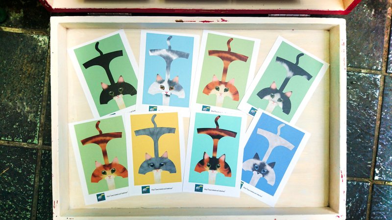 猫咪指偶明信片 - 卡片/明信片 - 纸 多色