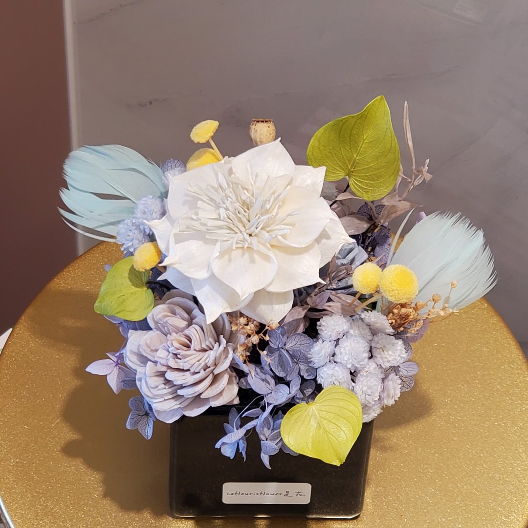 索拉花 永生干燥花小桌花_静谧时光  Lafleurisflower 是花花艺 - 干燥花/捧花 - 植物．花 蓝色