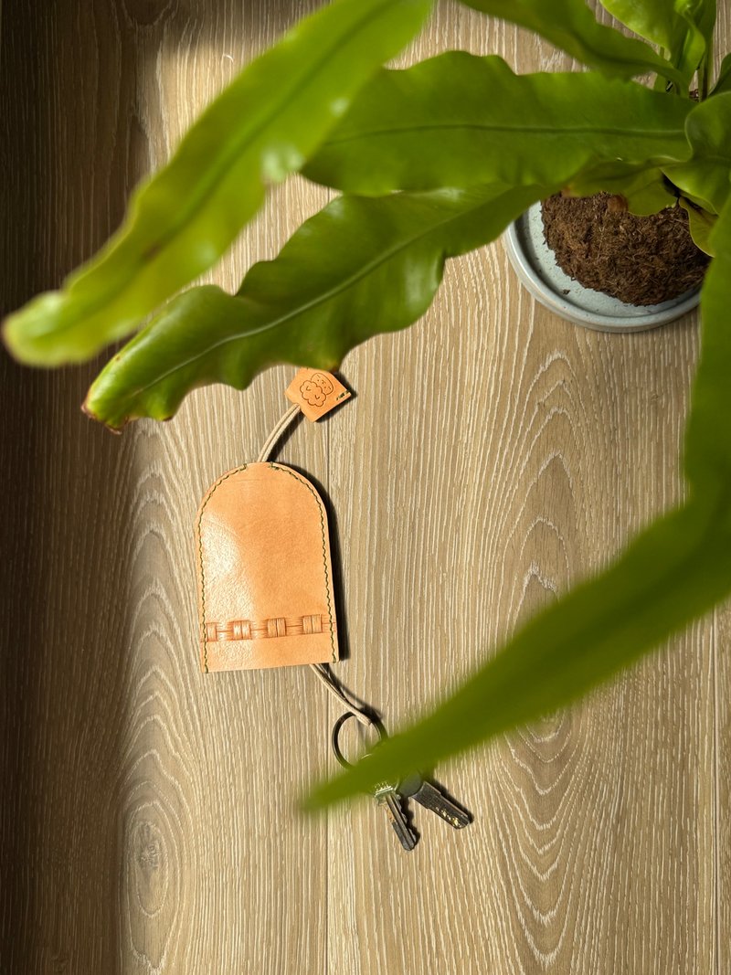 皮革压纹钥匙包 - 钥匙链/钥匙包 - 真皮 卡其色