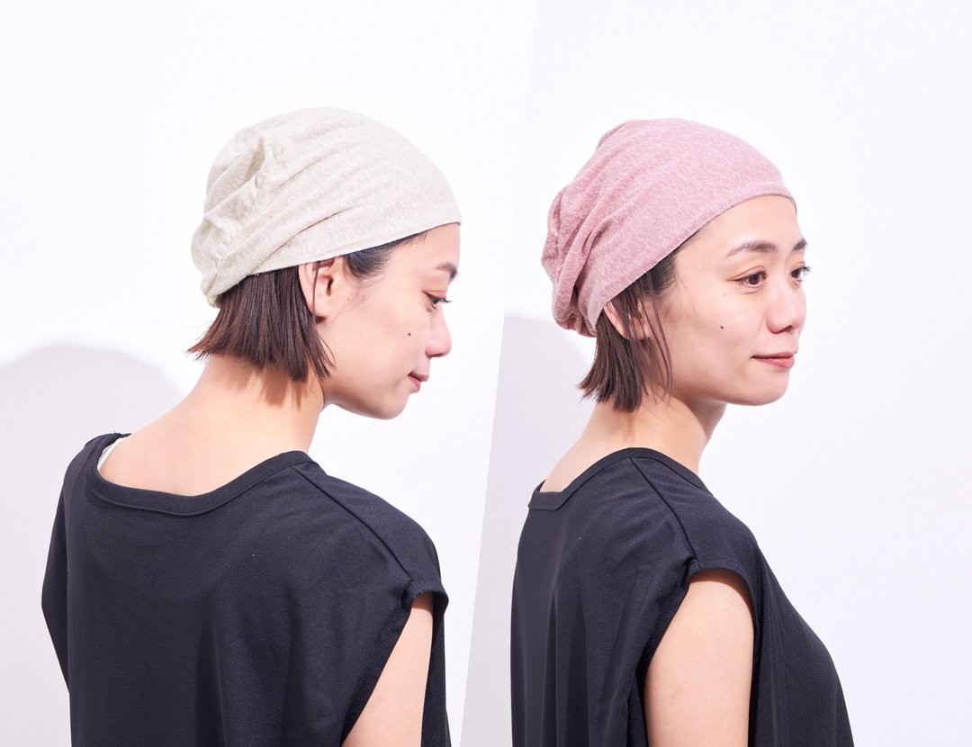 Reversible Organic Cotton Beanie Slouchy Summer Knit Hat Chemo Cap - 帽子 - 棉 粉红色