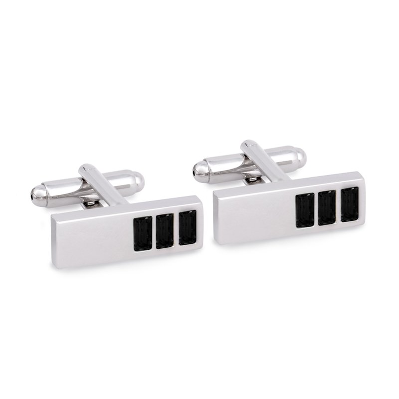 Rectangle Cufflinks with Black Crystals - 袖扣 - 其他材质 黑色