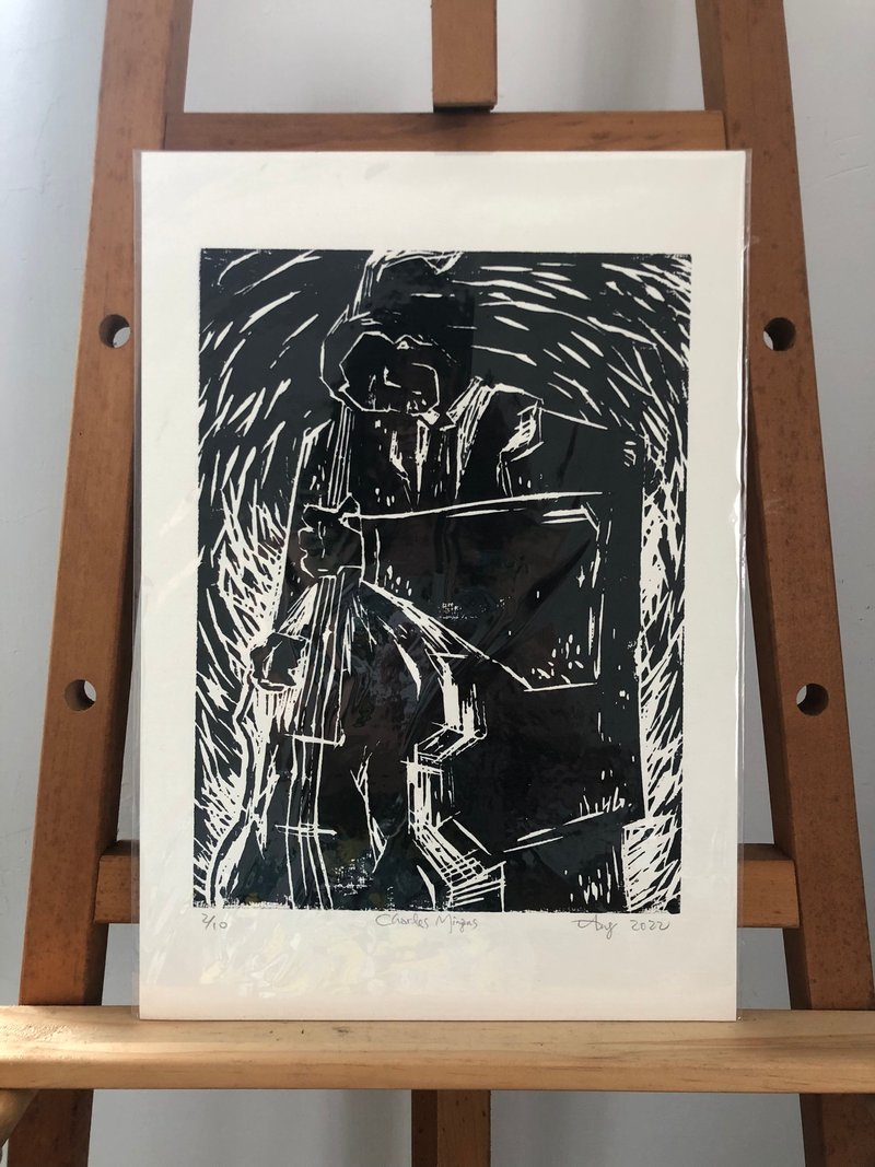 原版限量版画 | 爵士群像 Charles Mingus 画像 |  版次2-10 无框 - 海报/装饰画/版画 - 纸 