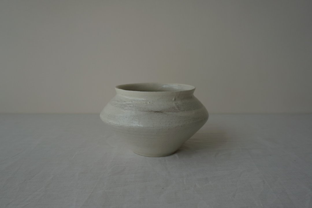 粉引鼓腹盆 - 花瓶/陶器 - 陶 白色