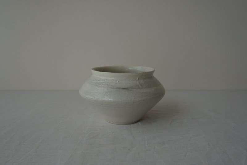 粉引鼓腹盆 - 花瓶/陶器 - 陶 白色
