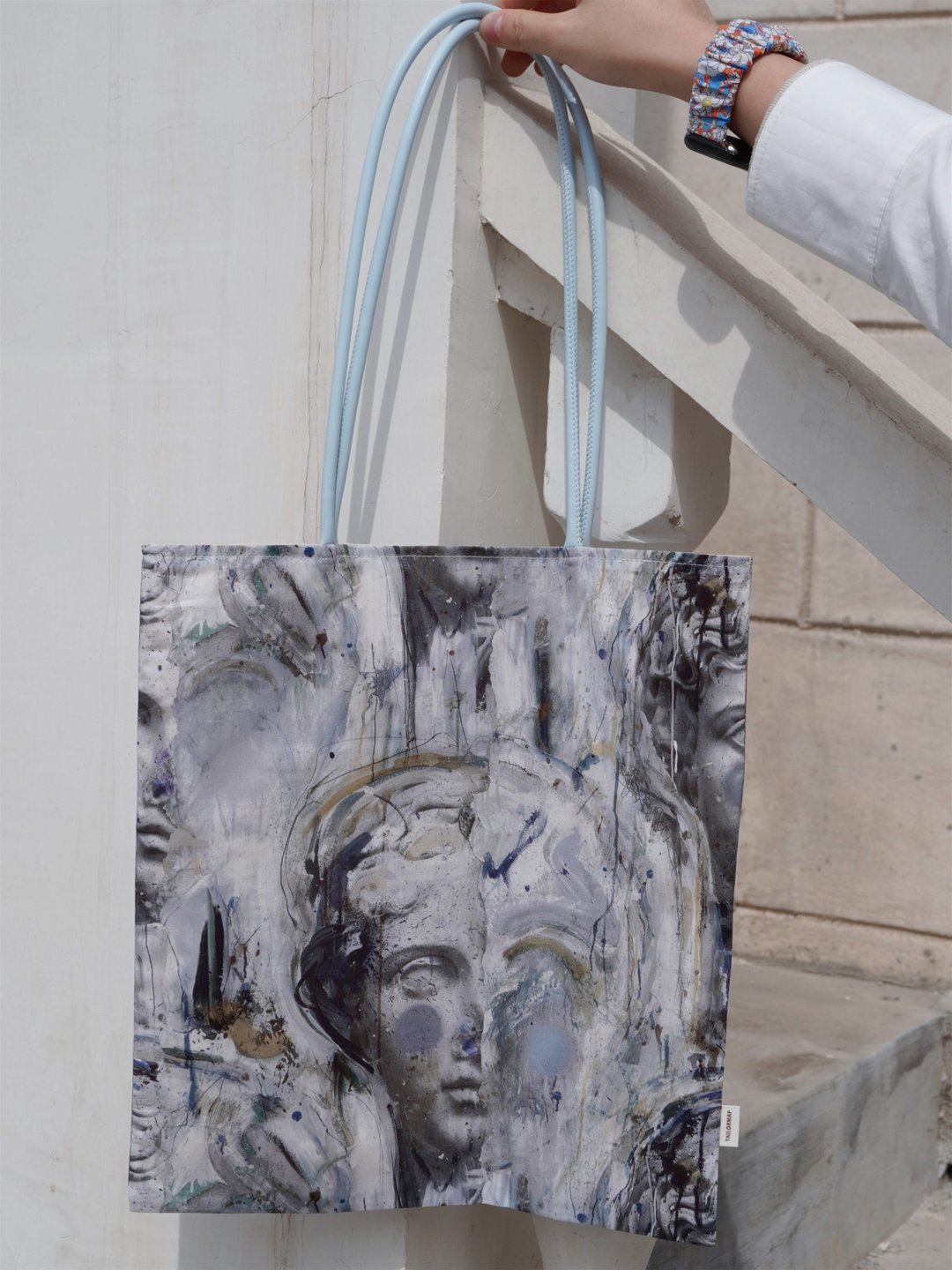 Liberty古希腊缪斯女神muse插画艺术潮流环保棉轻便文艺休闲布袋 - 手提包/手提袋 - 棉．麻 灰色