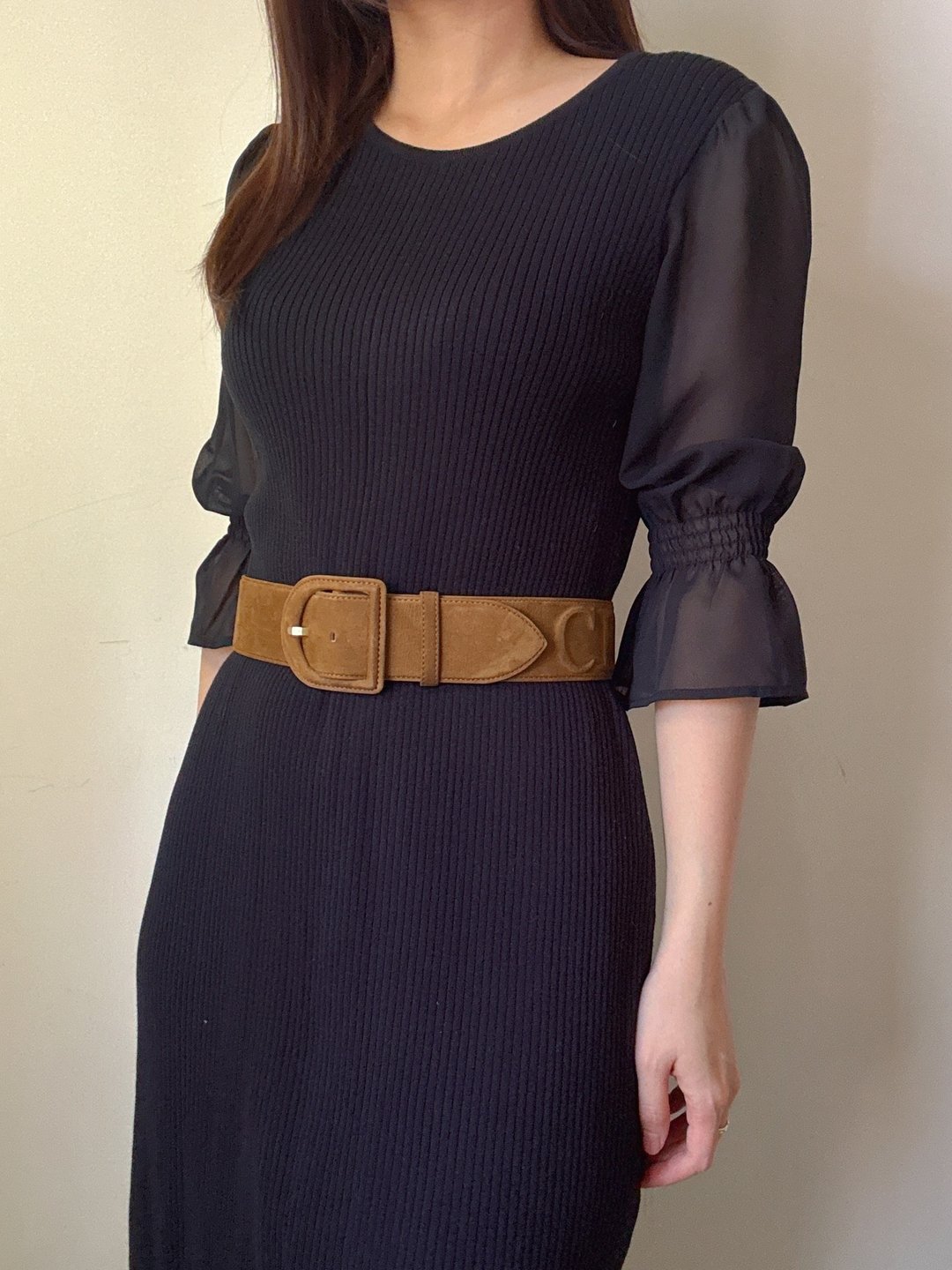 中古名牌 Christian Dior 麂皮粗腰带 棕色 70cm - 皮带/腰带 - 真皮 咖啡色
