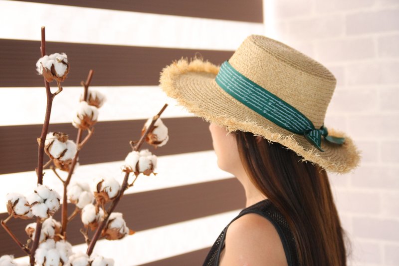 Unni玩美数字帽-编织帽 遮阳帽 帽子 登山帽 防晒 草帽 straw hat - 帽子 - 植物．花 卡其色