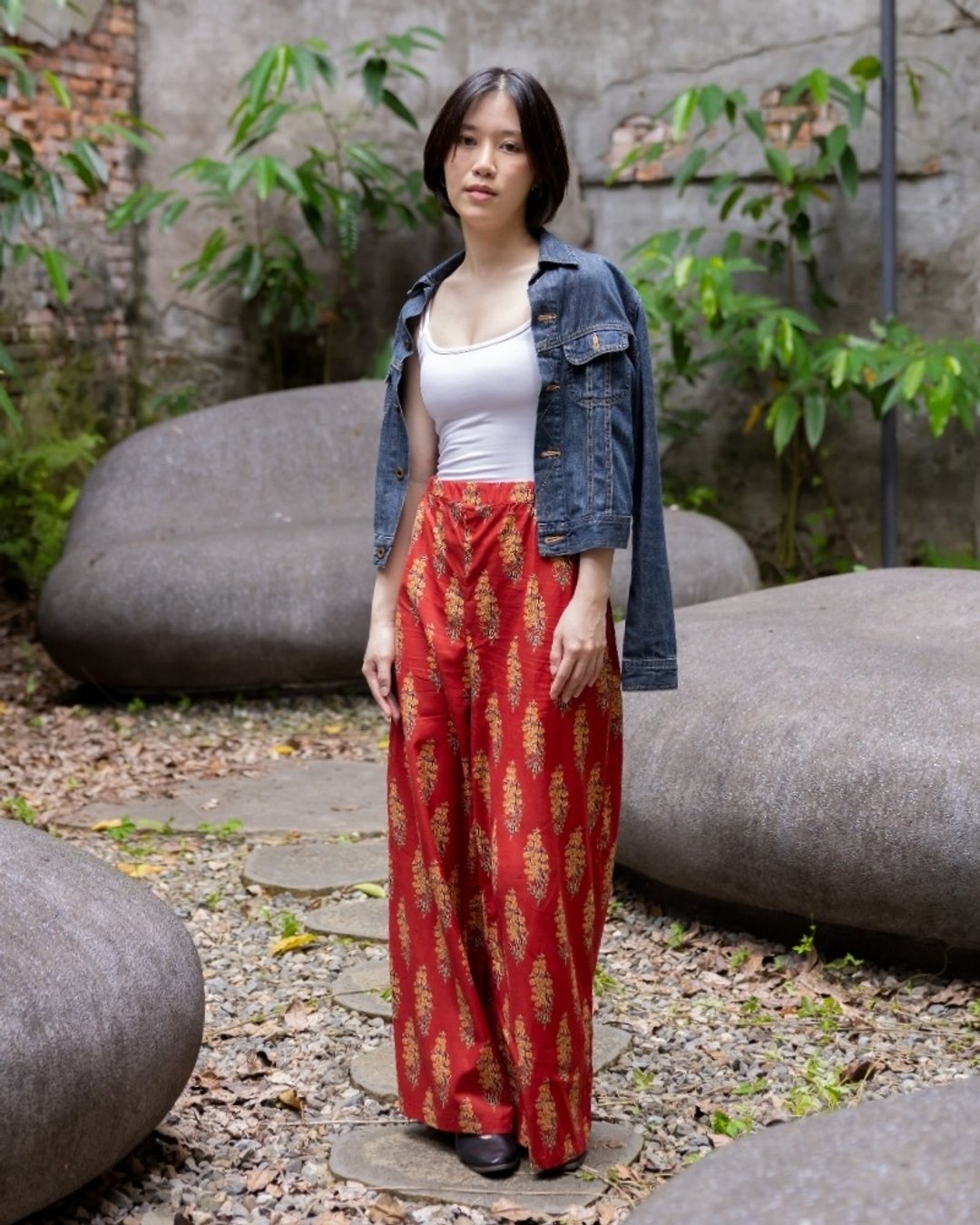 印度盖染工艺纯棉 女生长裤 － 金鱼草红 - 女装长裤 - 棉．麻 多色