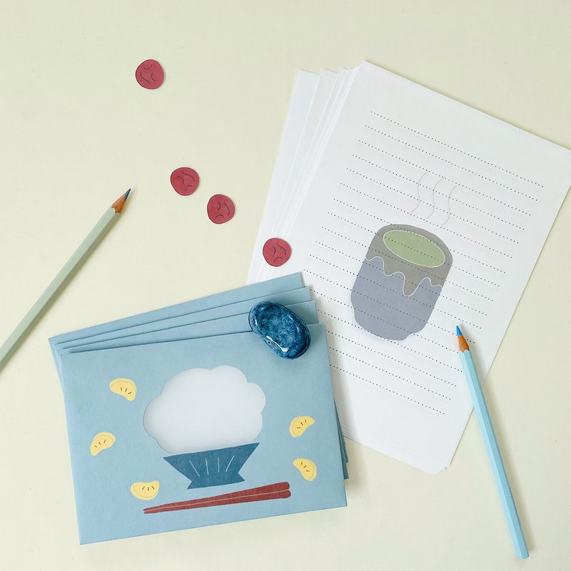 饭团信纸组 - 信封/信纸 - 纸 蓝色