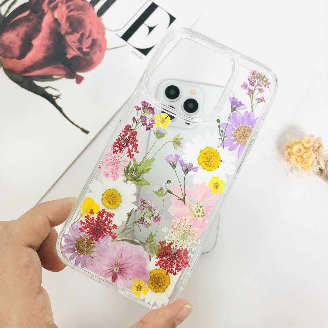 手作天然押花手机壳适用于iPhone 16e 16 Pro Max Samsung S25 - 手机壳/手机套 - 植物．花 